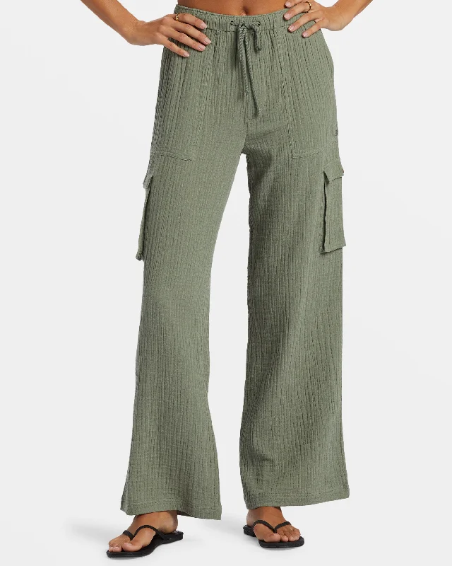 Precious Cargo Gauze High Waisted Pants - Agave Green Trendy Palazzo Pants