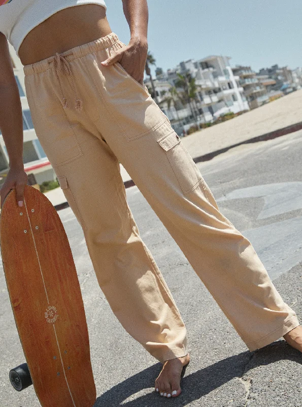 Precious Cargo Twill High Waisted Pants - Hazelnut Formal Wide-Leg Pants