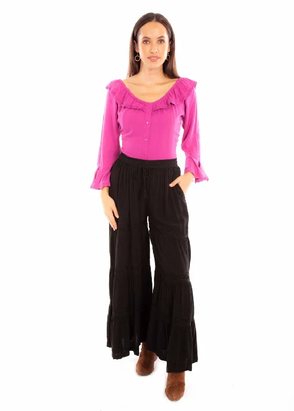 Scully Womens Black Rayon Palazzo Pants L Stylish Casual Pants