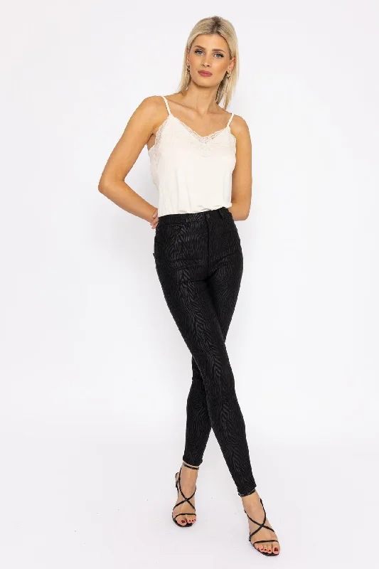 Sophia Skinny Coated Pants in Black 30" Cozy Lounge Pants