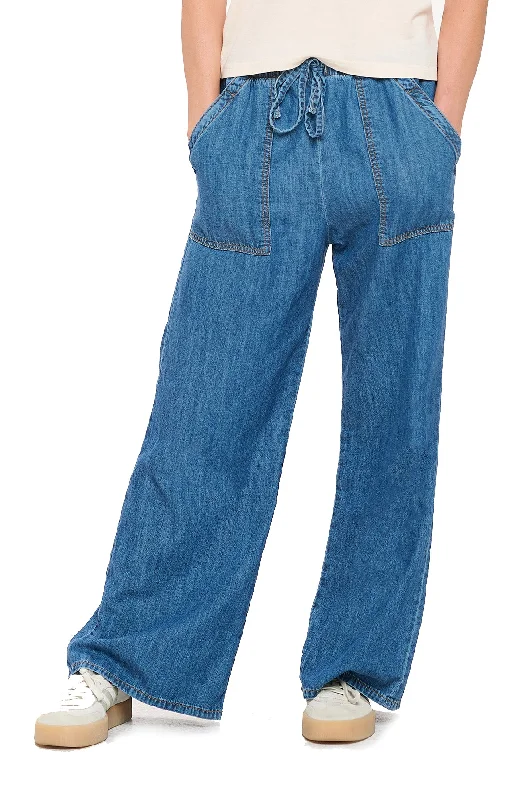 Wide Leg Chambray Pant Comfy High-Waist Jeans