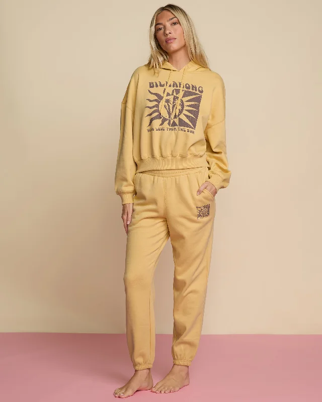 With Love From The Sun Fleece Pant - Pale Yellow Comfortable Fleece Pants