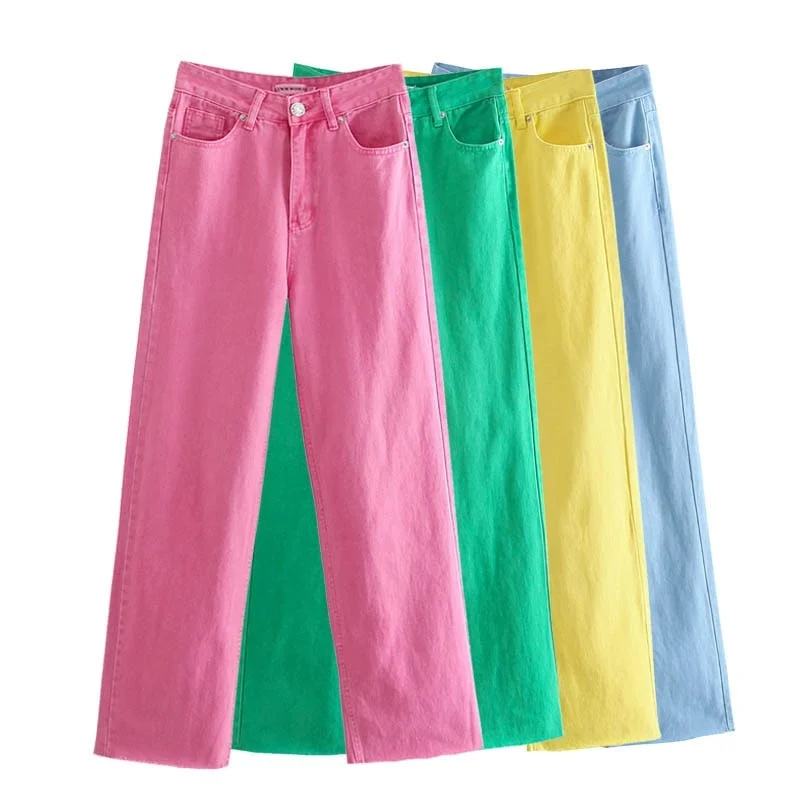 Woman Vintage Wide Leg Pants High-Waist Jeans