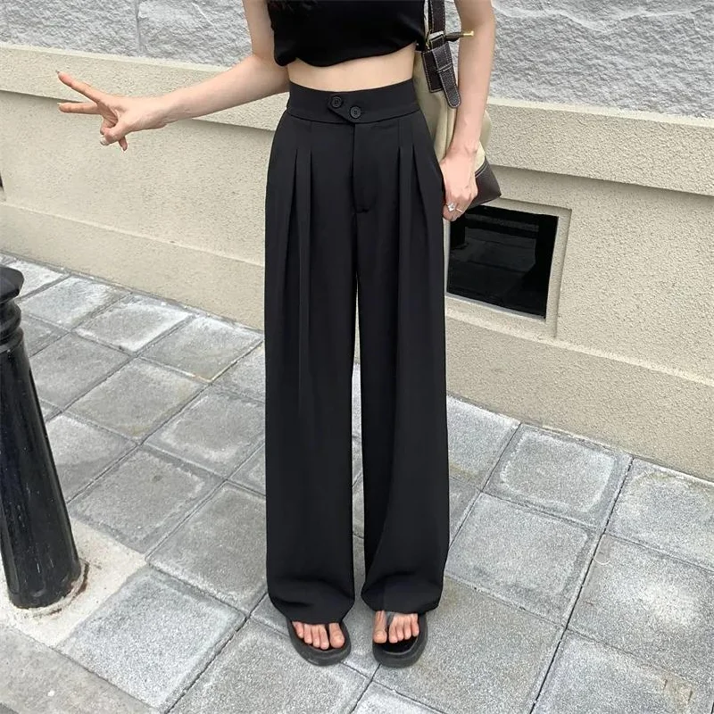 High Waist Loose Straight Wide Leg Pants Casual Wide Pants