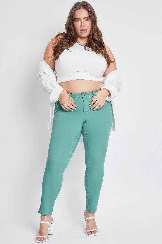 Women´s Plus Hyperstretch Skinny Pants, Sea Green Soft Wool Pants