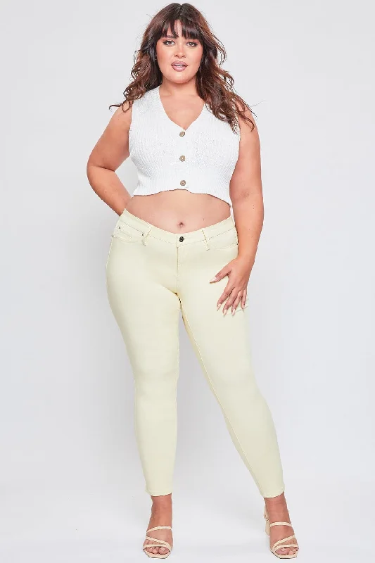 Women's Plus Hyperstretch Skinny Pants, Banana Cream Trendy Work Pants