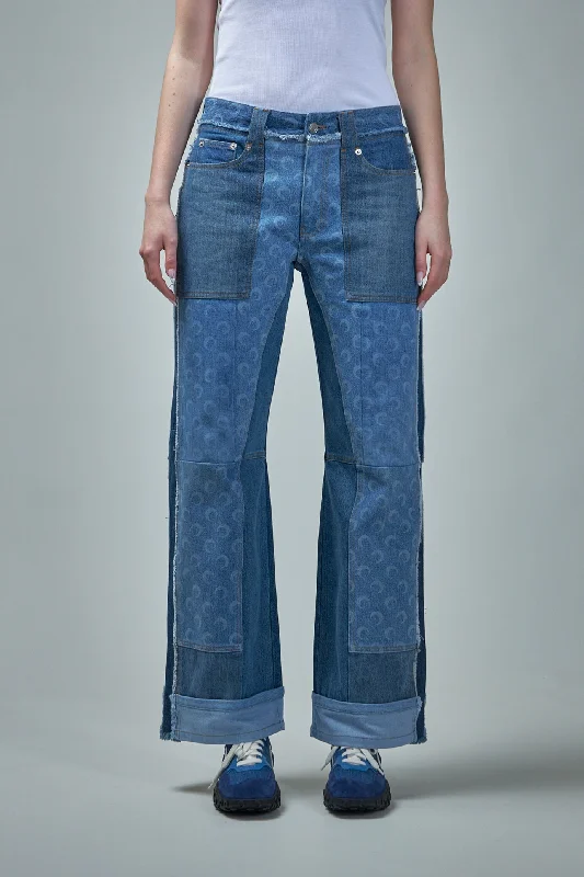 Regenerated Denim Straight Leg Pants Casual Yoga Pants