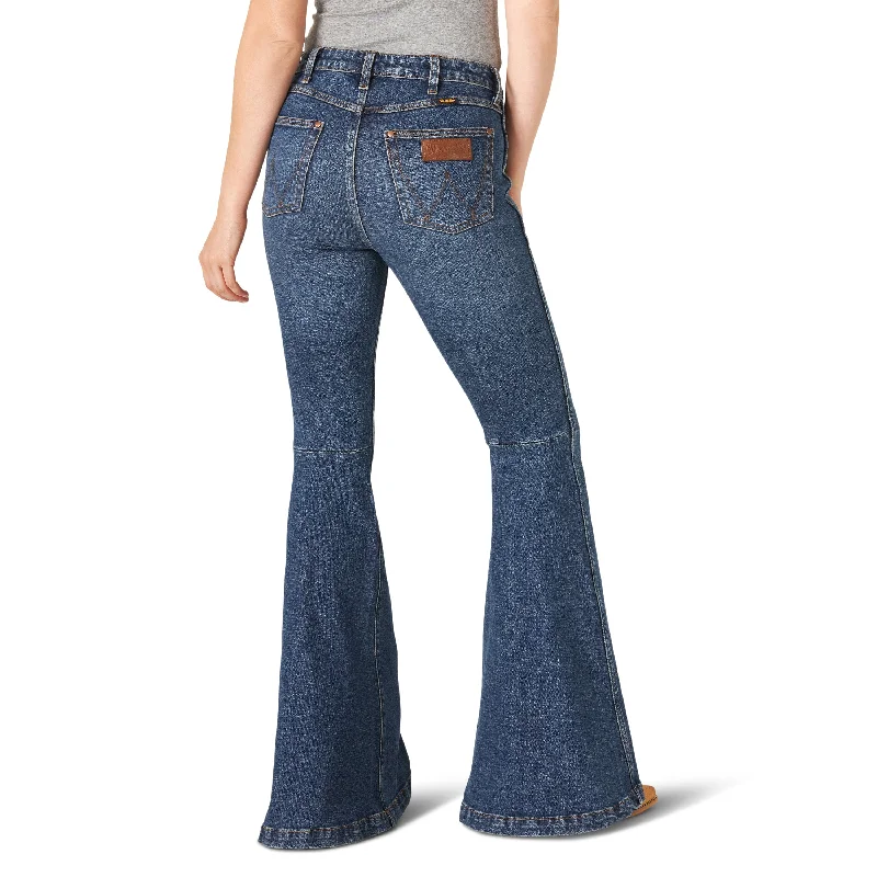 Women's Wrangler Retro High Rise Trumpet Flare Jean #11MPFKP Trendy Pleated Waist Jeans