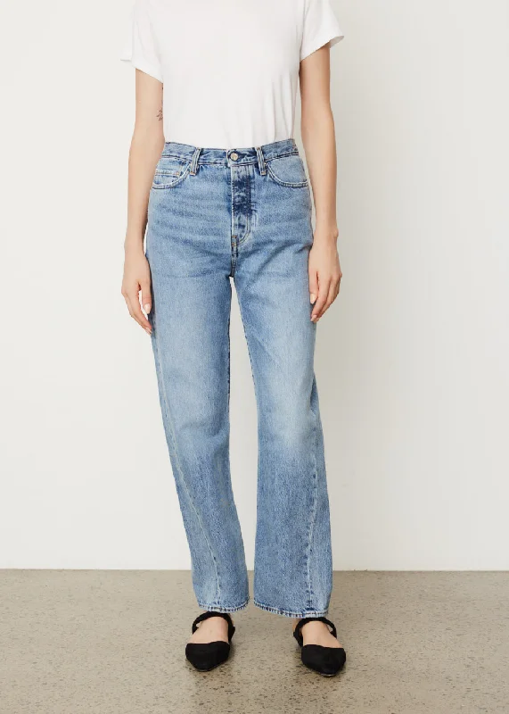 Twisted Seam Denim Jeans 32" Casual Wide-Legged Denim Jeans