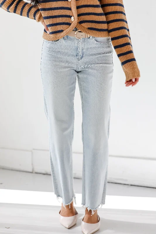 Aileeah Light Wash Slim Wide Leg Jeans Cozy Tencel Blend Denim Jeans