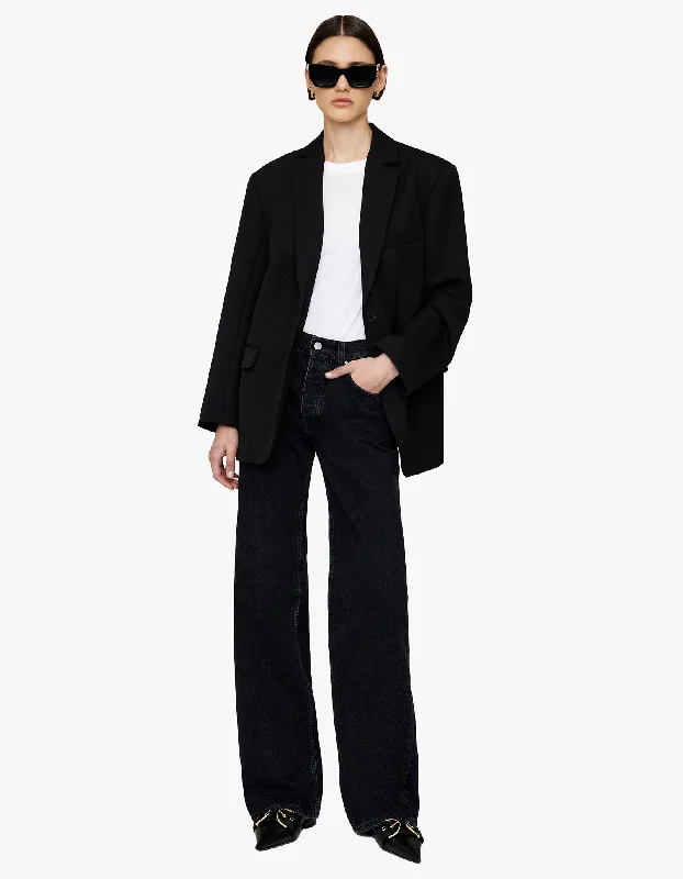 Hugh Jean - Vintage Black Elegant High-Waisted Flared Jeans