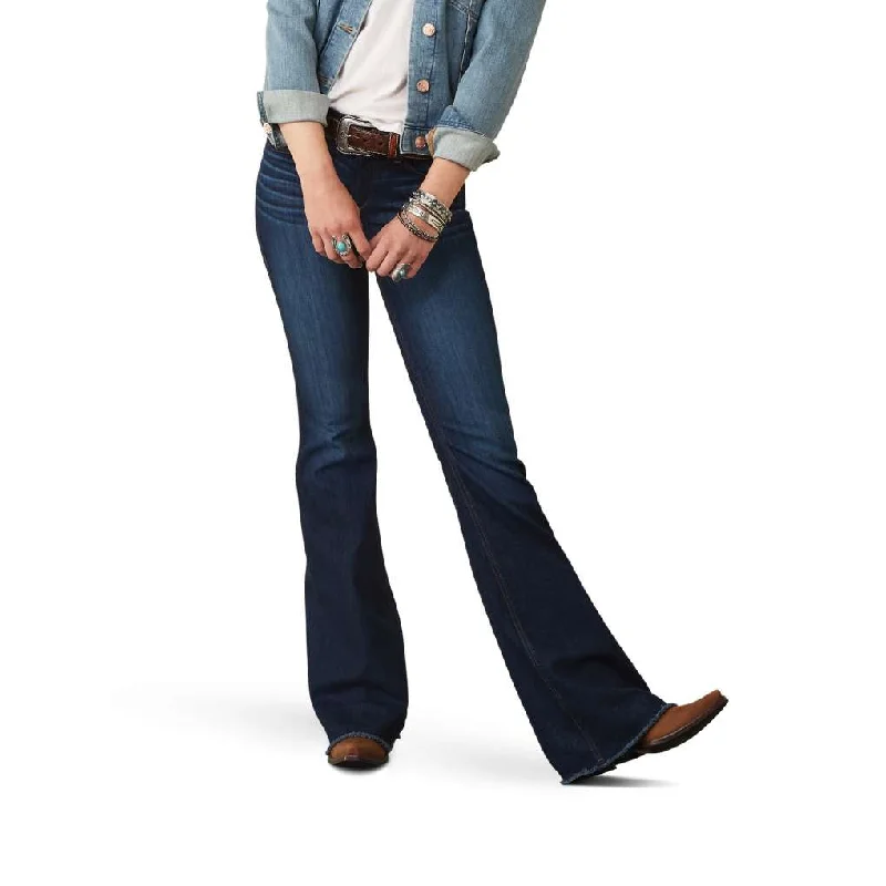 Ariat Ladies Real Yrises Pennsylvania Long Flare Jeans Trendy Button-Up High-Waist Jeans Ariat Ladies Real Yrises Pennsylvania Long Flare Jeans Trendy Button-Up High-Waist Jeans