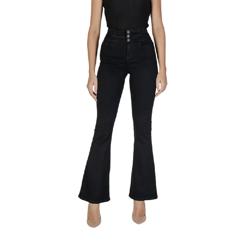 Black Cotton Jeans & Pant Trendy Wide-Leg High-Waist Denim