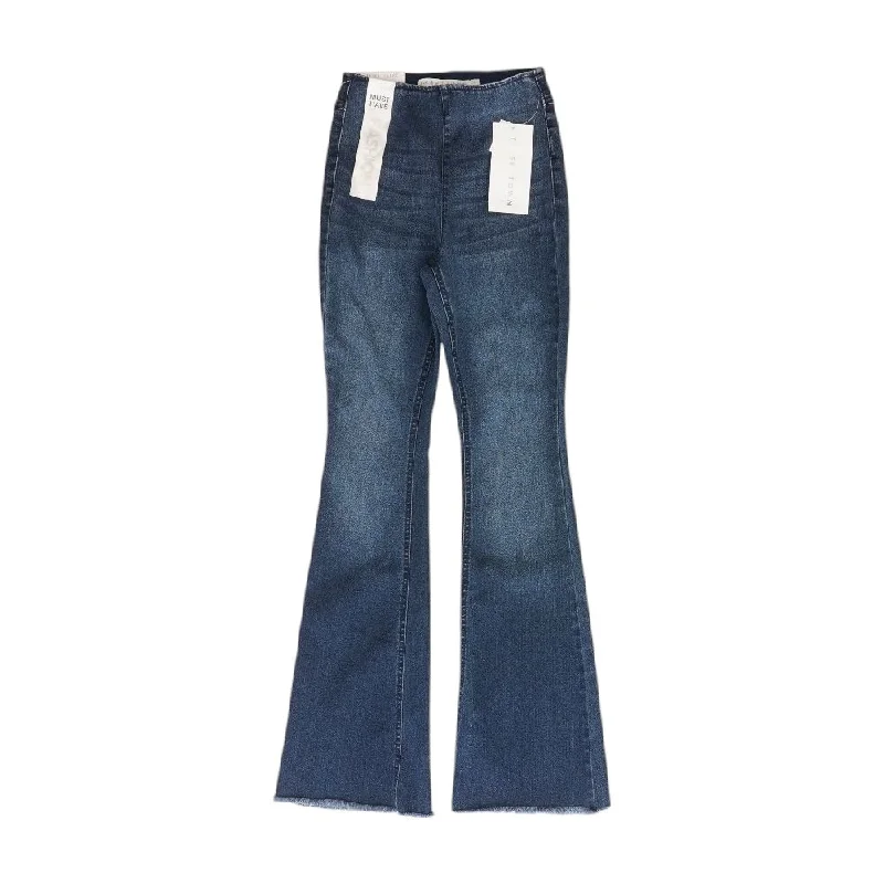 Blue Solid Flare Regular Jeans Casual Straight-Leg Jeans