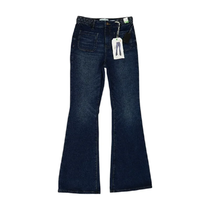 Blue Solid High Rise Bell Bottom Jeans Casual Distressed Skinny Jeans