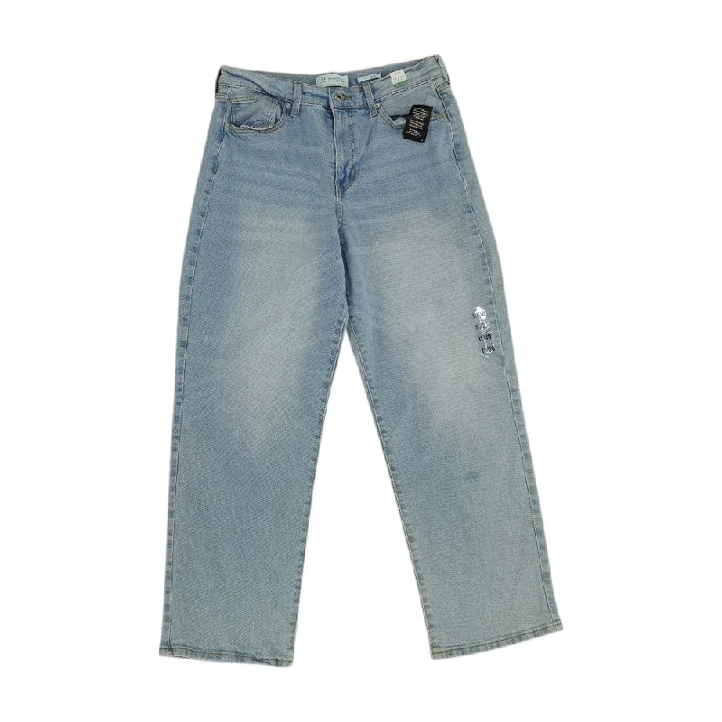 Blue Solid High Rise Straight Leg Jeans Comfortable Dark Wash Jeans