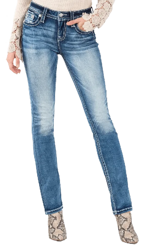 Miss Me Aztec Pattern Shape Mid Jeans Casual Light Wash Jeans
