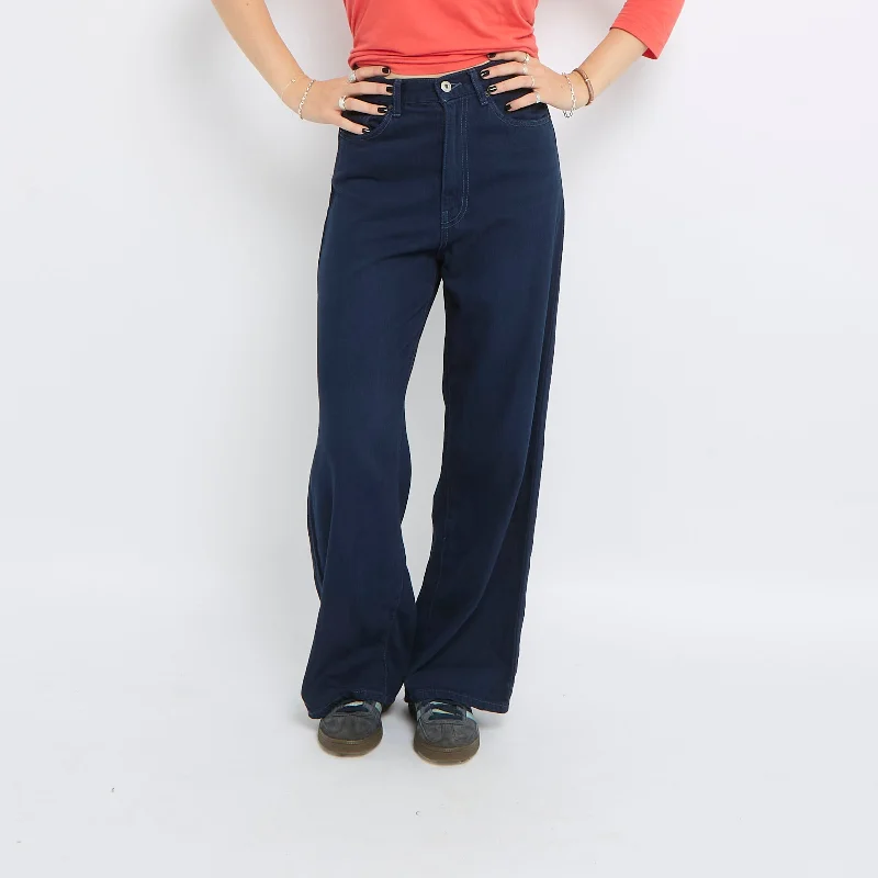 Dark Wash Wide Leg Jeans - UK 8 Fashionable Vintage Wash Jeans