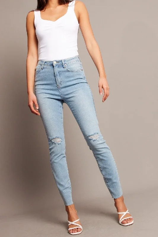 Denim Skinny Jean High Rise Elegant Skinny Leg Jeans