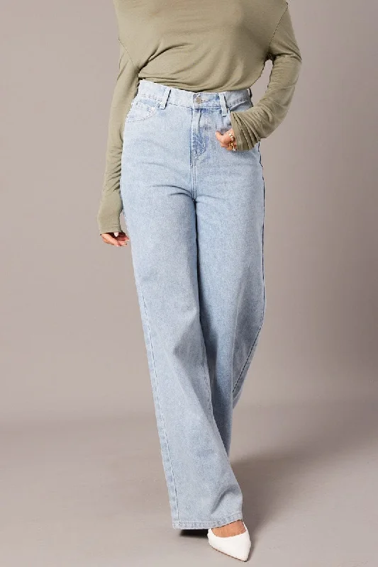 Denim Wide Leg Jean High Rise Comfortable Stretch Denim Jeans