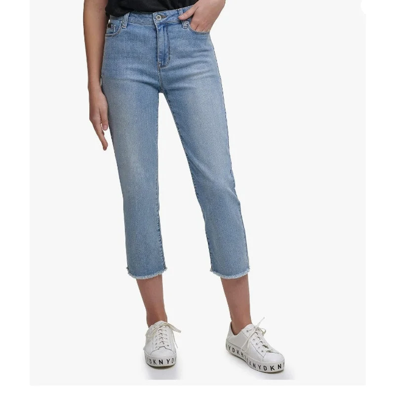 DKNY JEANS Womens Rivington Jeans 25 0 Light Blue Stretch Slim Straight Crop NWT Fashionable Button-Front Jeans DKNY JEANS Womens Rivington Jeans 25 0 Light Blue Stretch Slim Straight Crop NWT Fashionable Button-Front Jeans