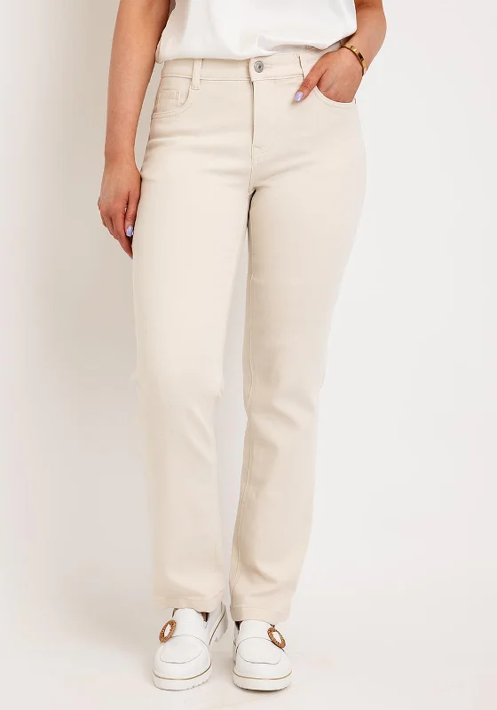 Fransa Luxe Eli Straight Leg Jeans, Oatmeal Chic Cropped Jeans