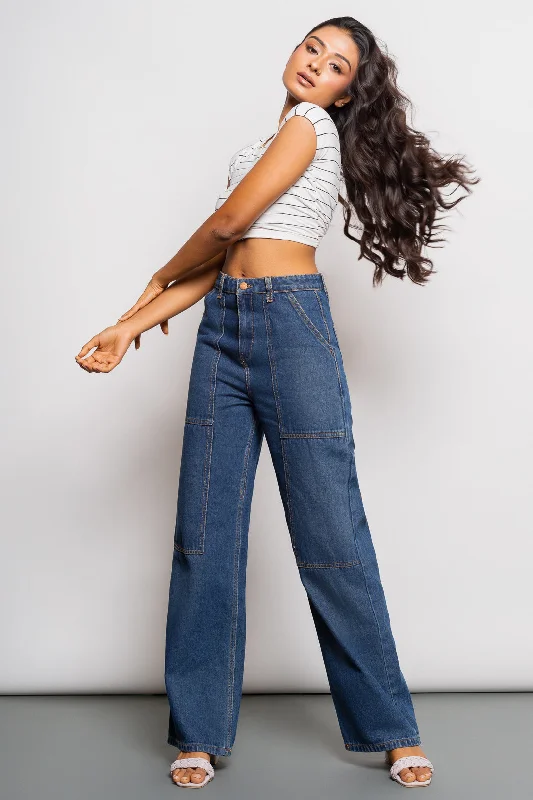Front Seam Straight Jeans Comfortable Ankle Jeans