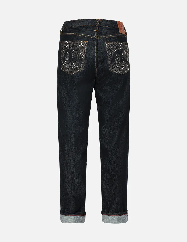 Heat Transfer Stone Hollow-out Seagull Fashion Fit Jeans Casual Straight-Leg Jeans