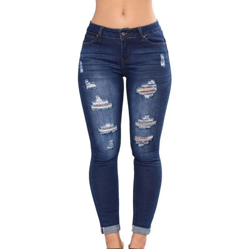 High Waist Ripped Jeans Trendy Bootcut High-Waisted Jeans