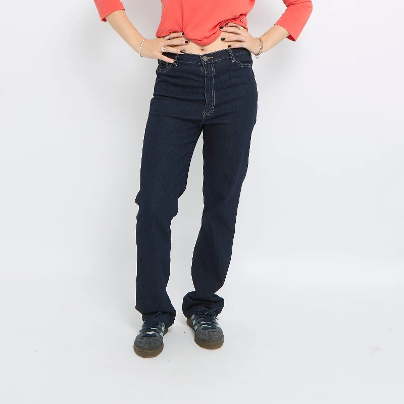 High Waisted Straight Leg Jeans - UK 12 Trendy Flared Leg Jeans