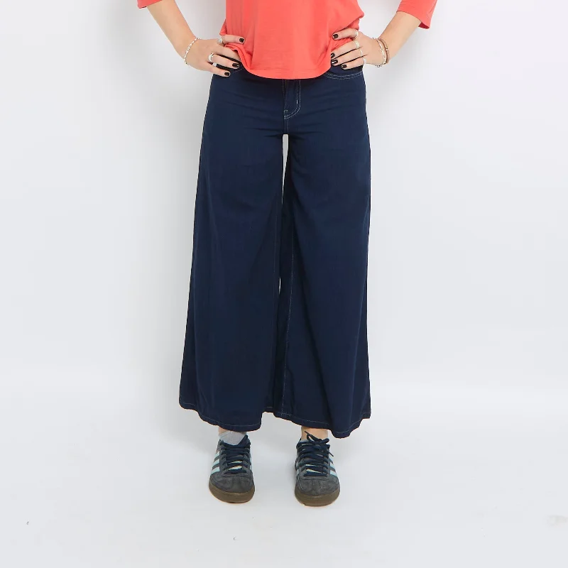 High Waisted Wide Leg Jeans - UK 6 Trendy Vintage Denim Jeans