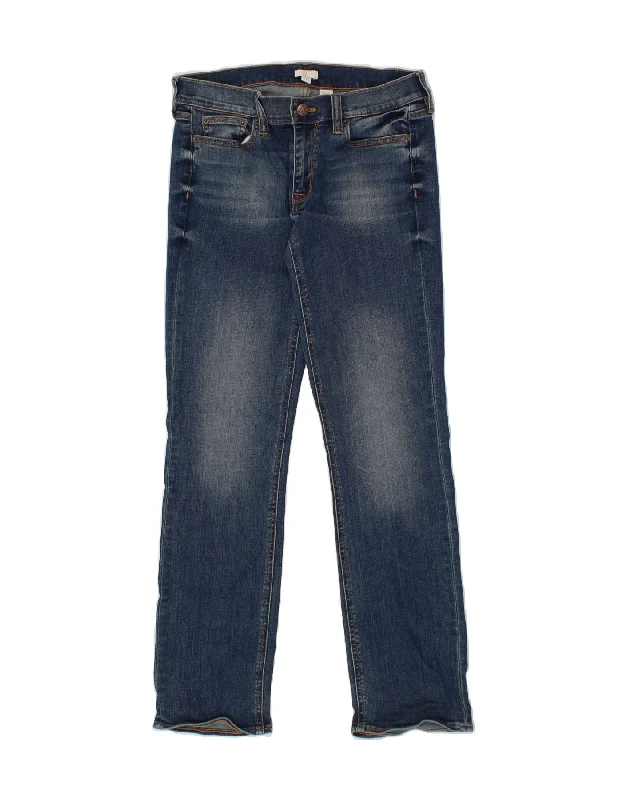 J. CREW Womens Stretch Straight Jeans W27 L30 Blue Cotton Elegant Wide-Leg Jeans