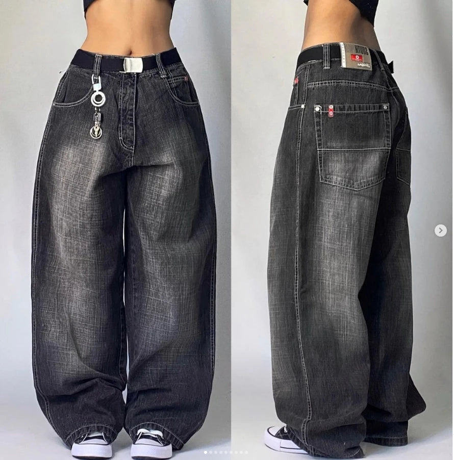 Retro Street Jeans High Street Hip-Hop Pocket Loose Wide-Leg Pants Fashionable Vintage Wash Jeans Retro Street Jeans High Street Hip-Hop Pocket Loose Wide-Leg Pants Fashionable Vintage Wash Jeans