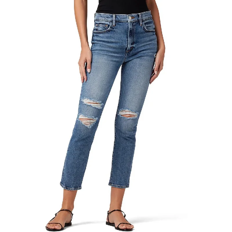 Joe's Womens The Luna High-Rise Crop Cigarette Jeans Casual Bootcut Ripped Jeans