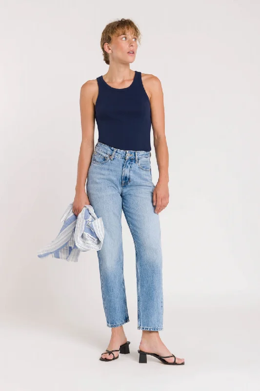 Caroline Cropped Jeans  Blue Reef Super Light Stylish Slim Fit Denim