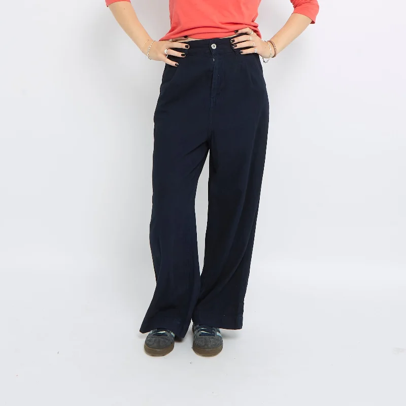 Linen Blend Dark Wash Wide Leg Jeans - UK 8 Fashionable Bootcut Jeans