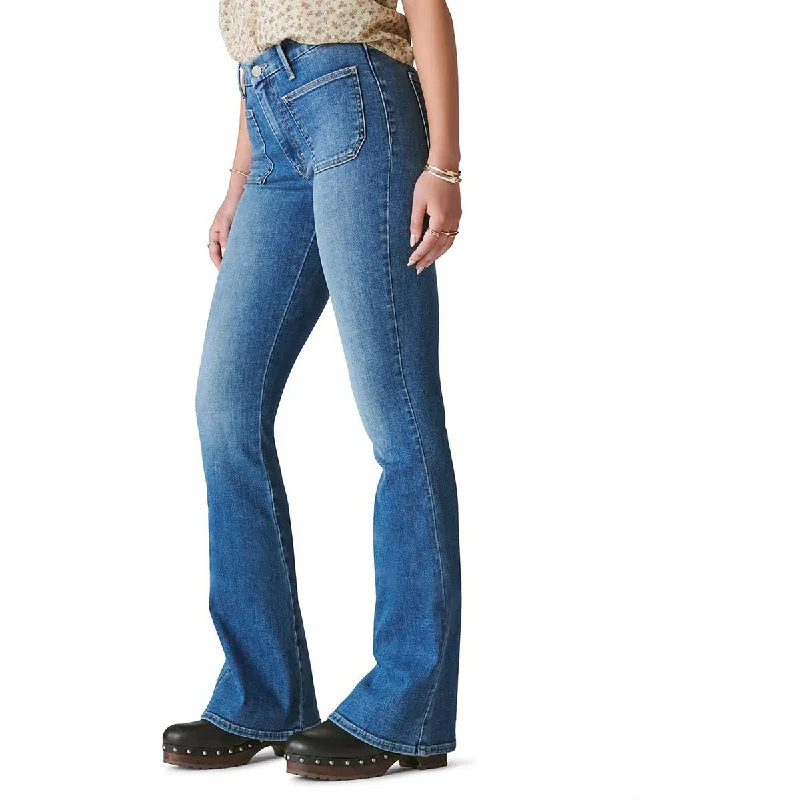 Lucky Brand Womens Stevie High-Rise Stretch Flare Jeans Stylish Shredded Denim Jeans