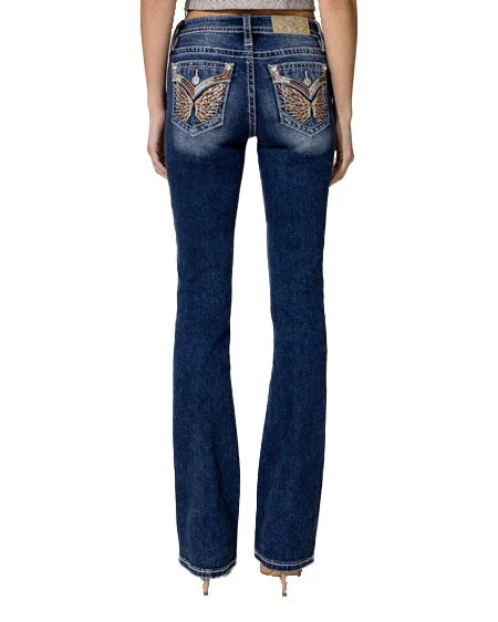 Women's Wing Boot Cut Jeans Stylish Plus Size Denim Jeans
