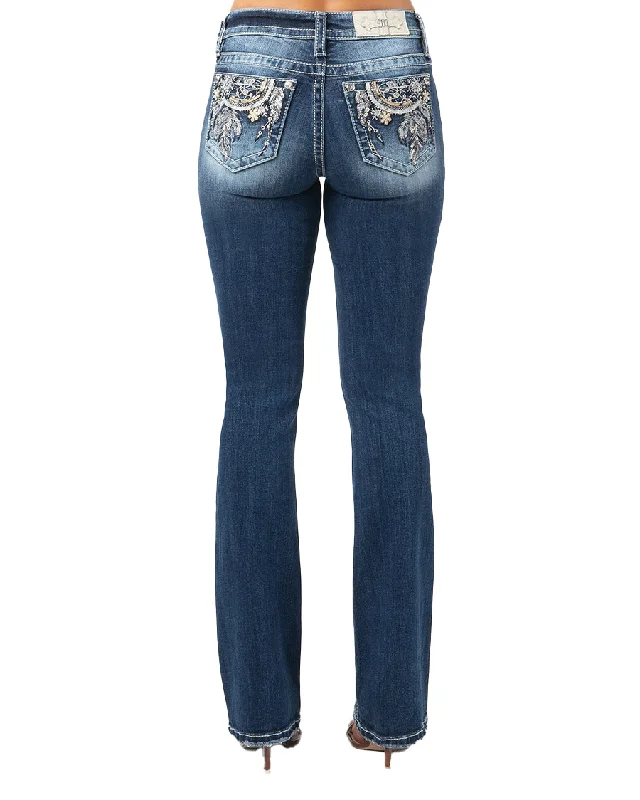 Women's Dream Garden Bootcut Jeans Trendy Flared Leg Jeans