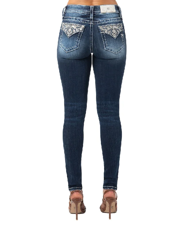 Women's Proud Paisley Skinny Jeans Fashionable Distressed Jeans