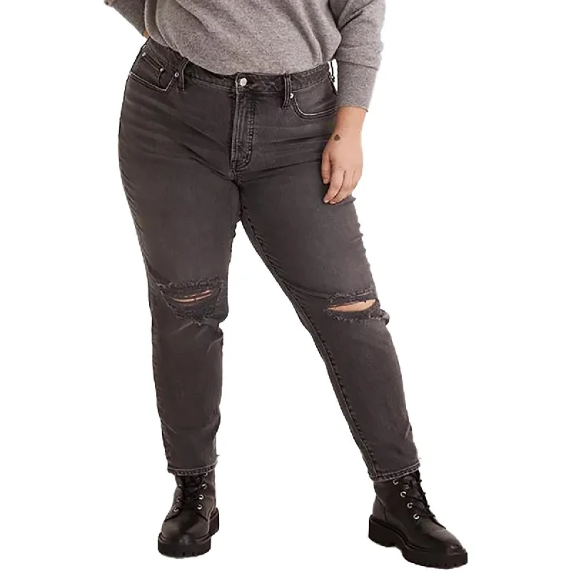 Madewell Womens Plus The Perfect Vintage High-Rise Destroyed Skinny Jeans Fashionable White Denim Jeans