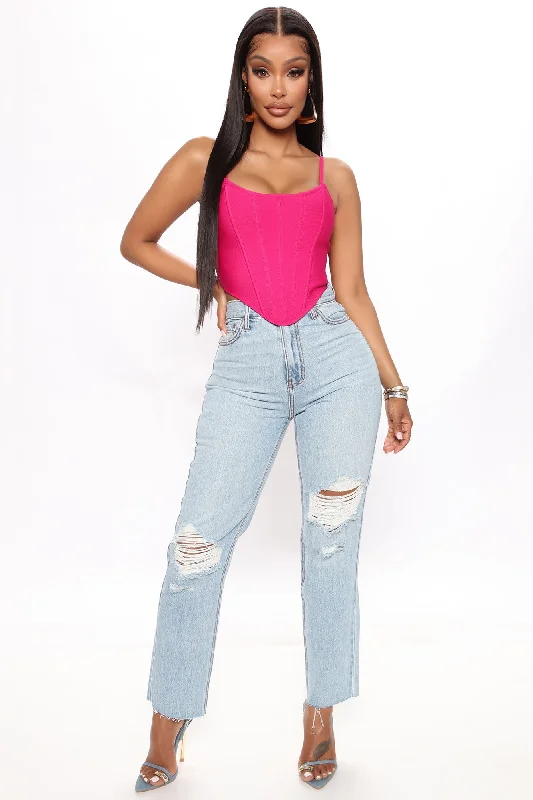 Made It Rain High Rise Destroy Mom Jeans - Light Blue Wash Comfortable Mid-Rise Jeans