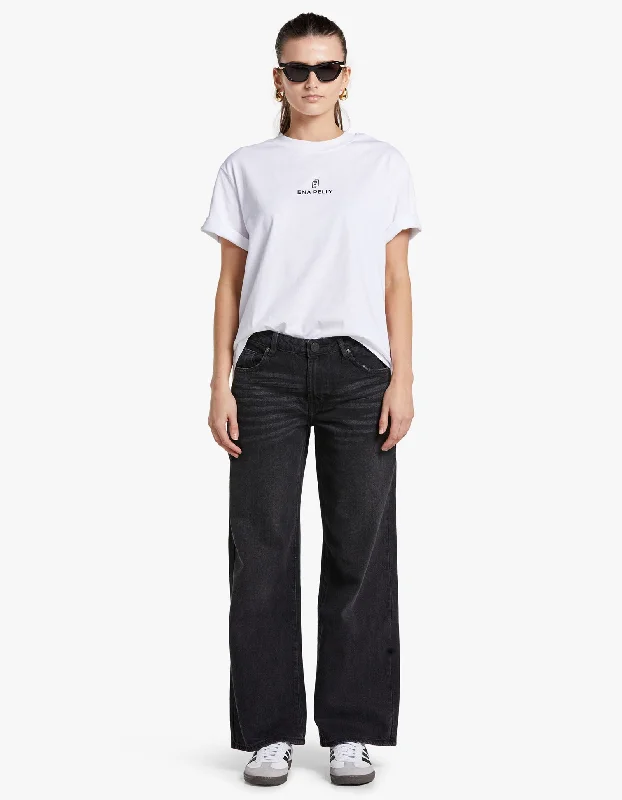 Low Riders Low Waist Wide Leg Jean - Black Oak Cozy Wide-Legged Jeans