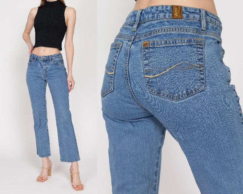 Petite Small Y2K Mid Rise Ankle Jeans Fashionable Raw Hem Bootcut Jeans