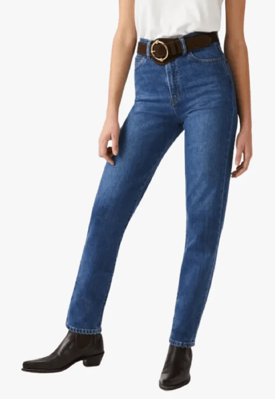 R.M. Williams Womens Hillier Jean Comfortable Distressed Straight-Leg Jeans