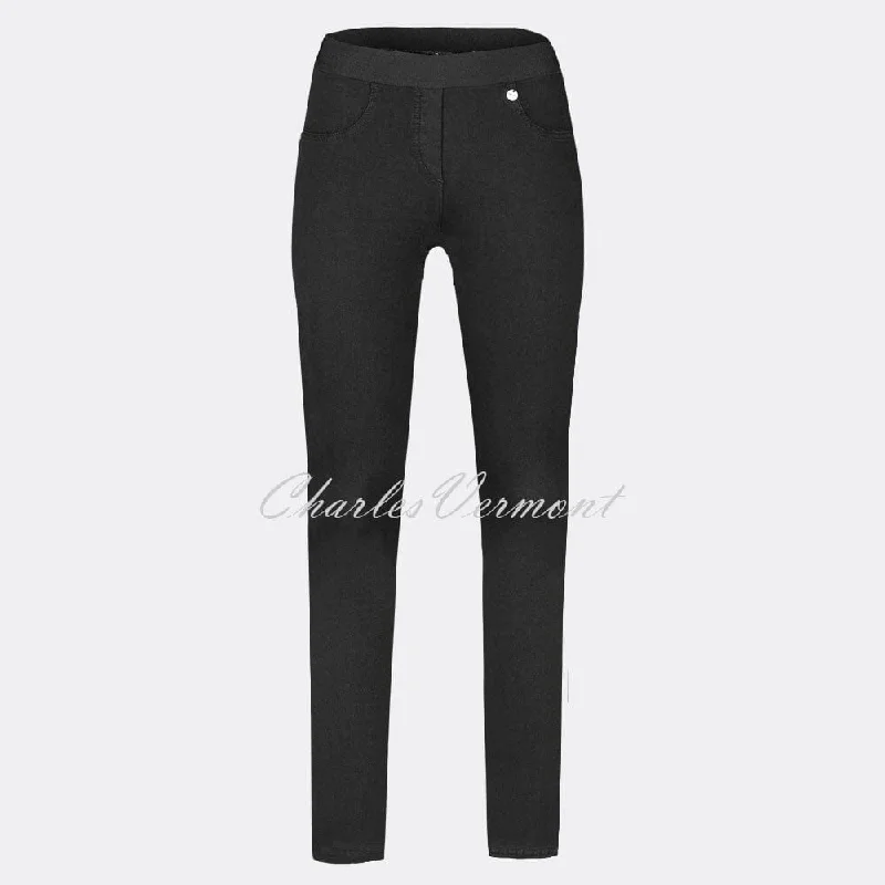 Robell Rose - Full Length Jean 52433-5448-90 (Black) Elegant Raw Hem Jeans