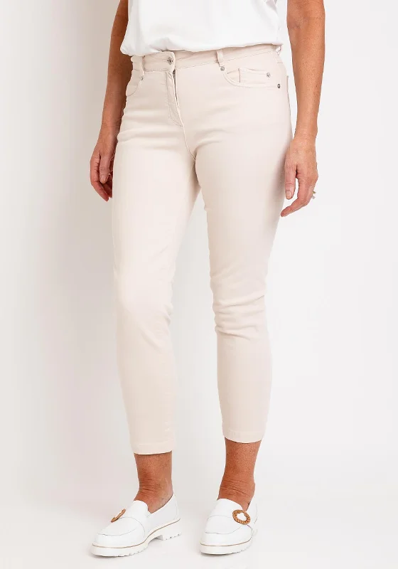 Robell Elena 09 Slim Leg Jeans, Beige Comfortable Low-Rise Jeans