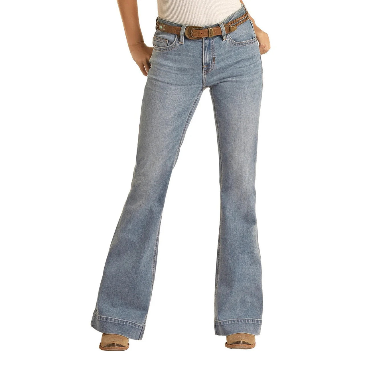 ROCK & ROLL WOMEN'S MID RISE RELAXED FIT TROUSER JEANS - LIGHT WASH #BW5MD03578 Trendy Paperbag Waist Jeans ROCK & ROLL WOMEN'S MID RISE RELAXED FIT TROUSER JEANS - LIGHT WASH #BW5MD03578 Trendy Paperbag Waist Jeans