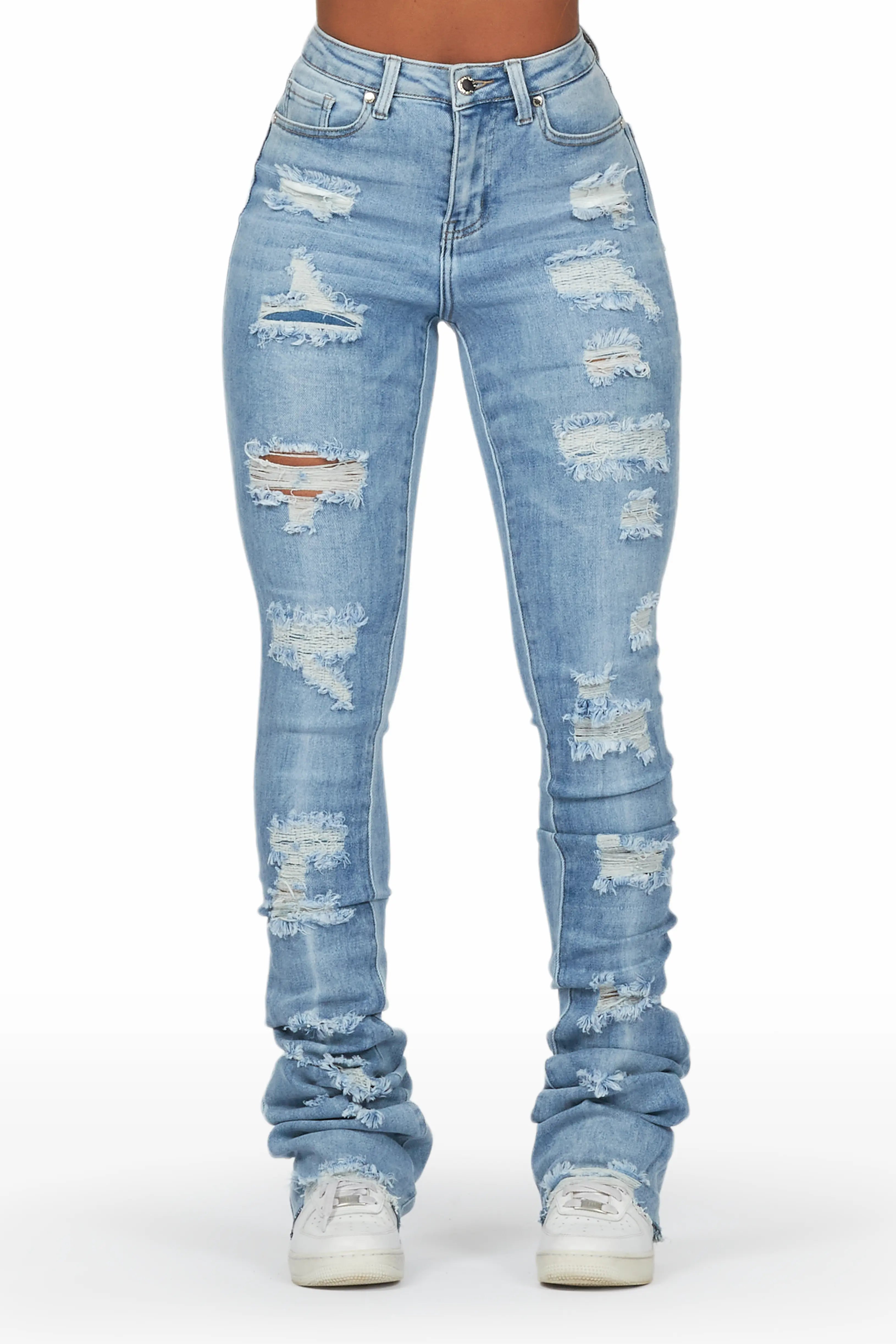 Remy Light Wash Super Stacked Jean Chic Dark-Wash Skinny Jeans