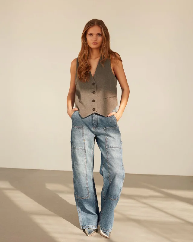 ALLICIASW JEANS - Dark denim blue Trendy Pleated Waist Jeans